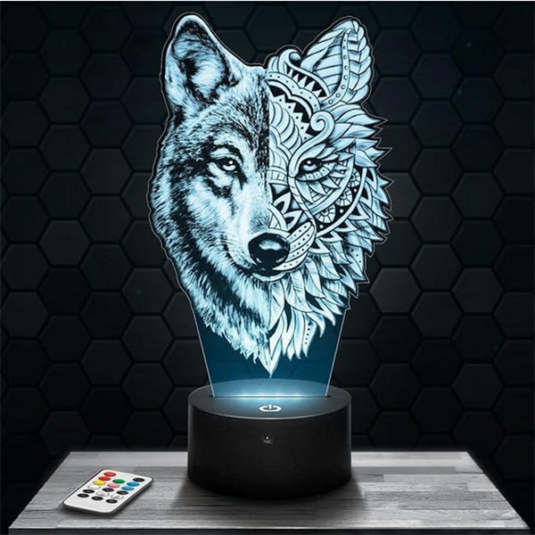 lampe loup mandala