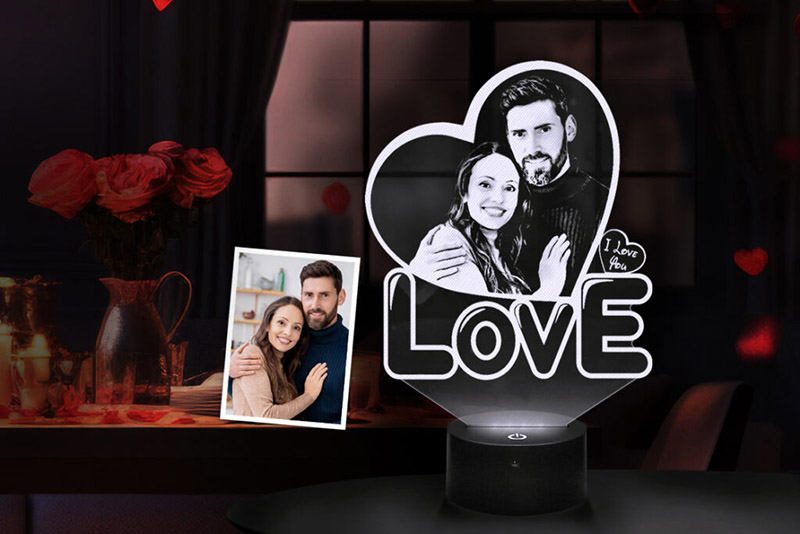 lampe pour a saint valentin dans un cœur